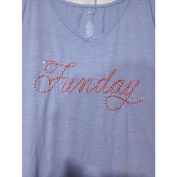 St. John's Bay Shirt Ladies Extra Large Blue Short Sleeve Funday - Picture 4 of 8